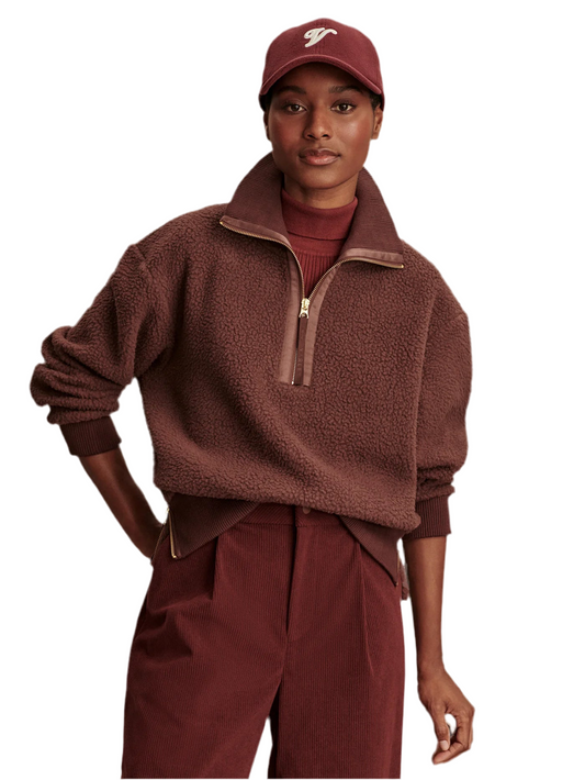 Roselle Half Zip Fleece- Deep Mahogany