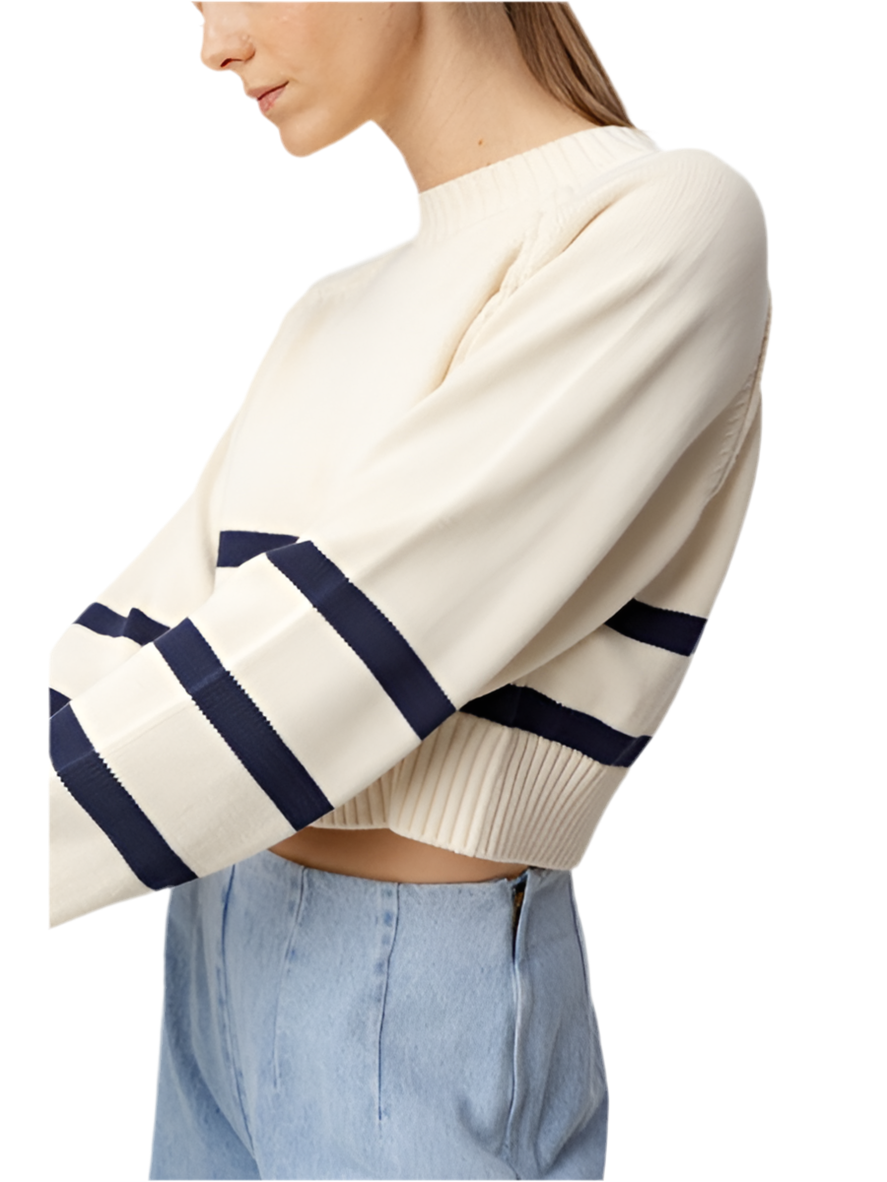 Enid Sweater-Navy/Cream