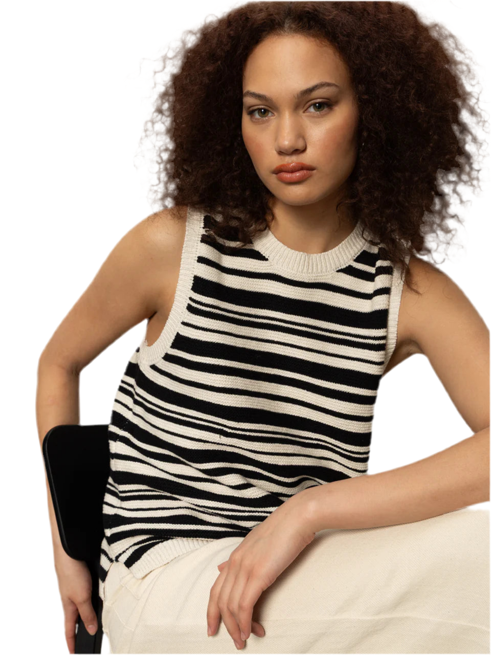 Modern Sweater Shell- Black/Macrame