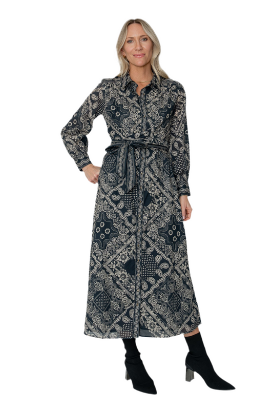 Nadine Midi Dress- Elise Scarf Print