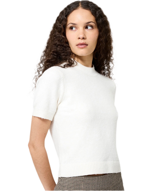 Vhari Knit Mock Neck Top- Cream