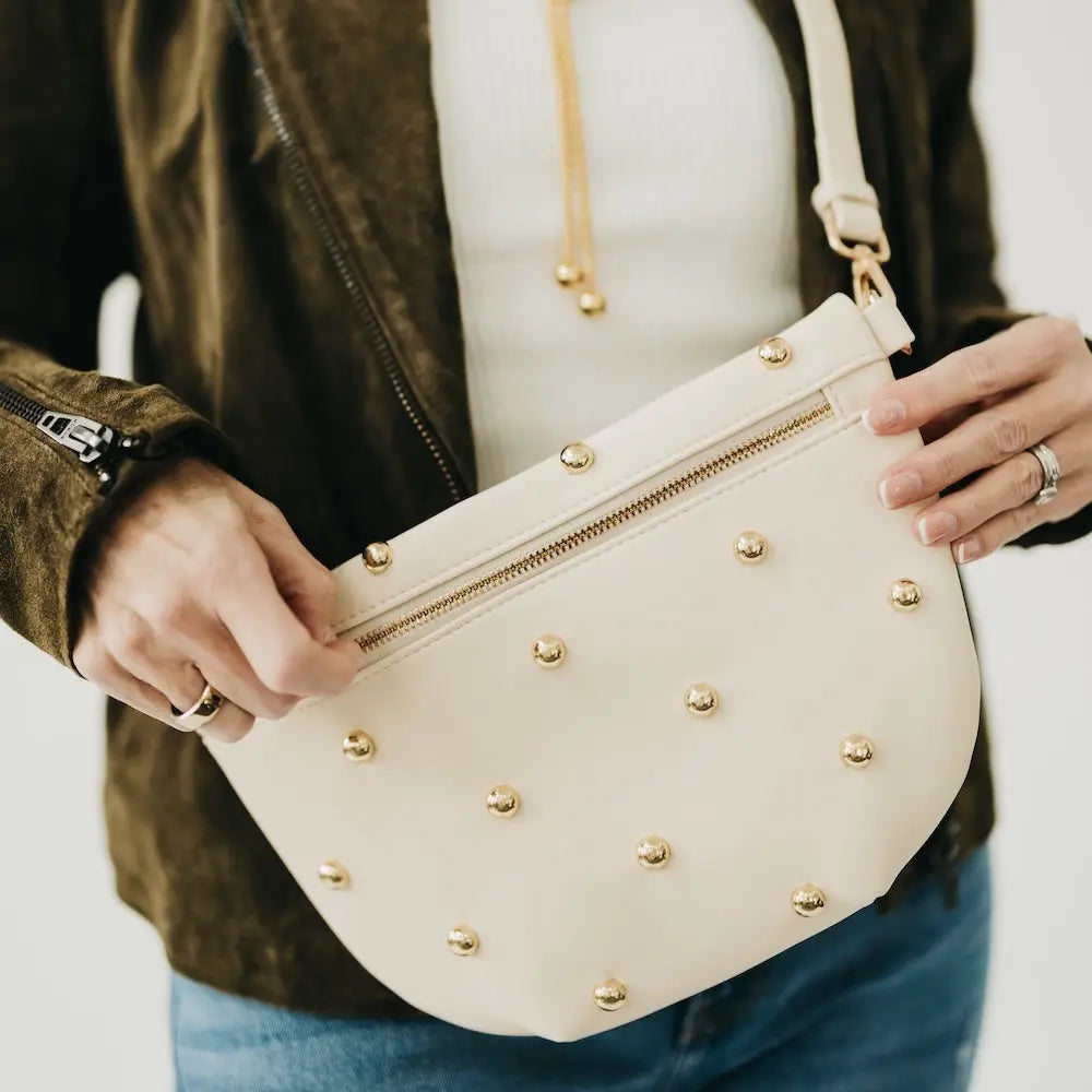 Studded Westlyn Bum Bag- Cream
