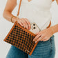 Veda Woven Crossbody and Clutch Bag- Checkered Coffee