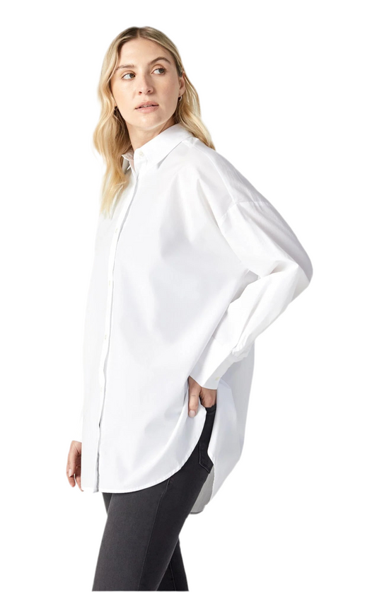 Long Sleeve Button Down Shirt- Antique White