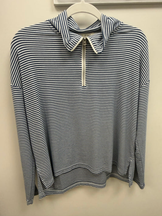 Stripe Zip Pullover- Indigo/Denim