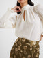 Crepe Light Keyhole Top- Cream