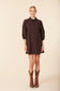 Poplin Exaggerated Sleeve Dress- Brown