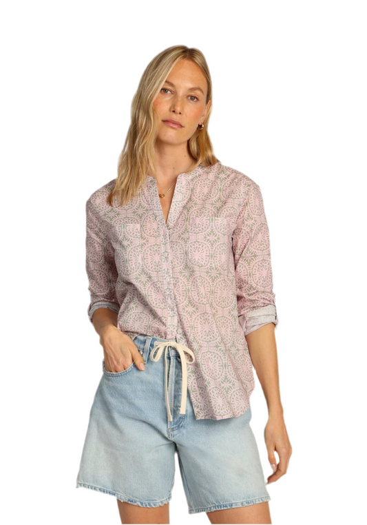 Roll-Up Sleeve Shirt- Blush