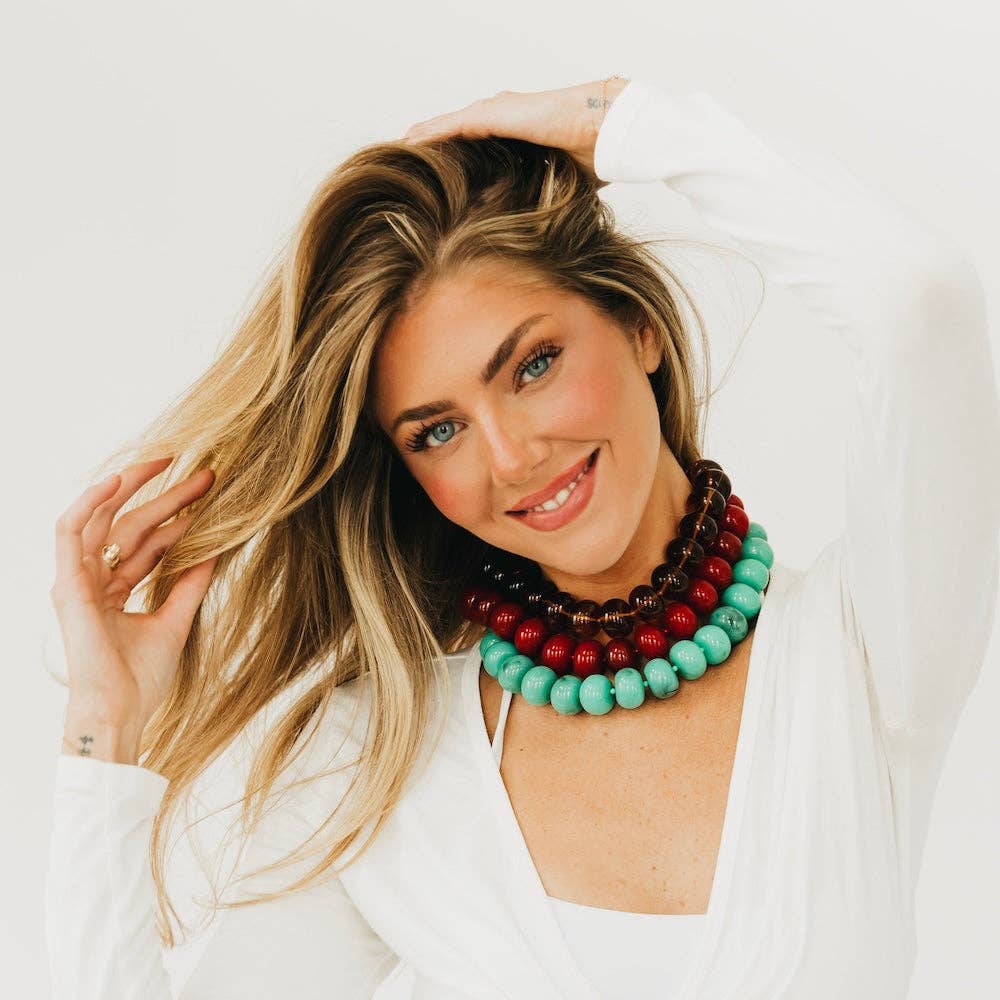 Bella Beaded Necklace : Amber