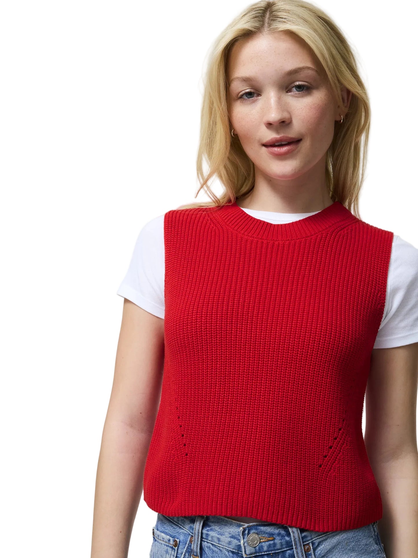 Mozart Crewneck Sleeveless Top- Mars Red