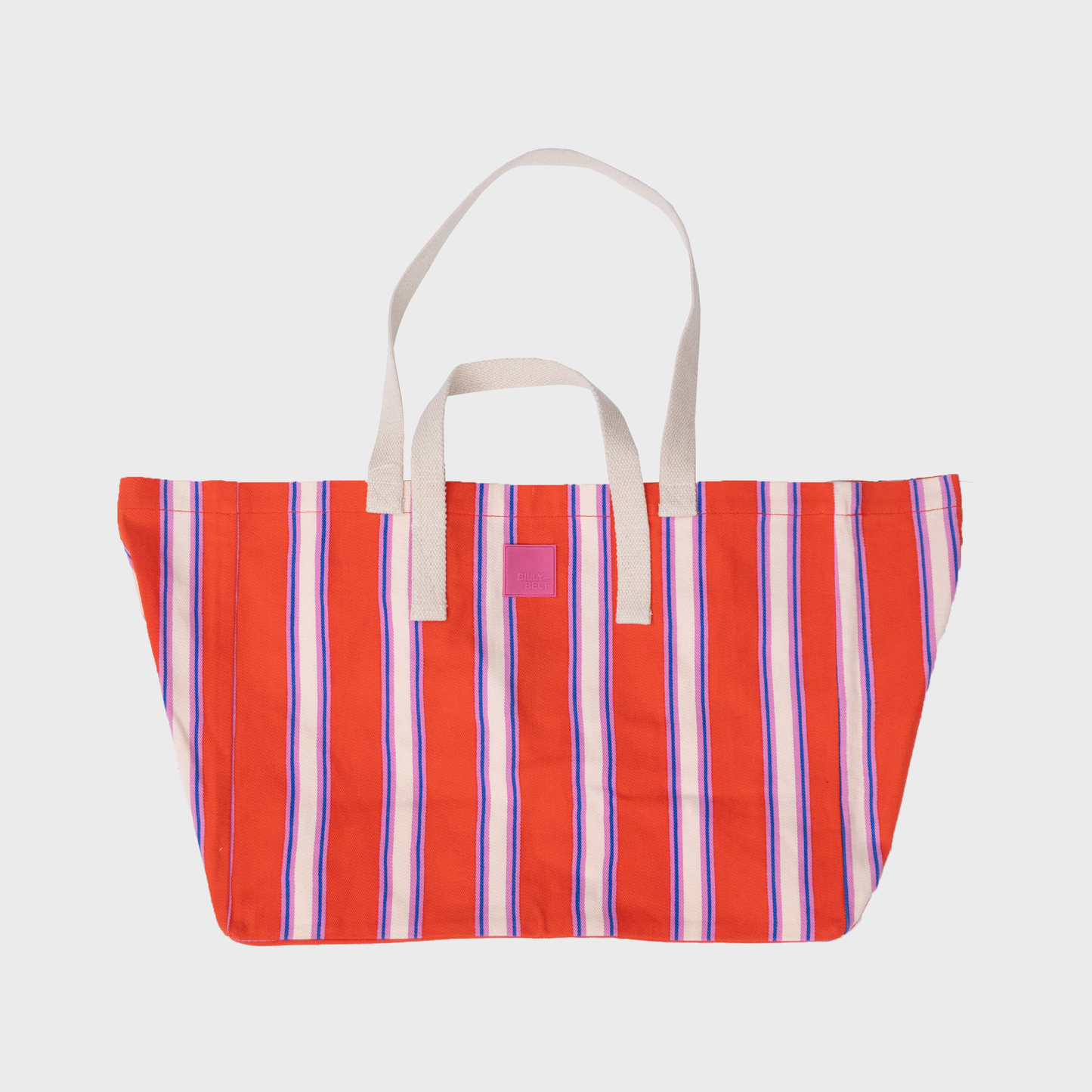 Cotton tote bag - Orange with pink and blue stripes: Taille unique
