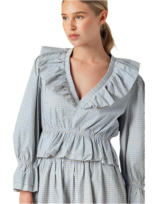 Constance Ruffle Top-Blue Onyx