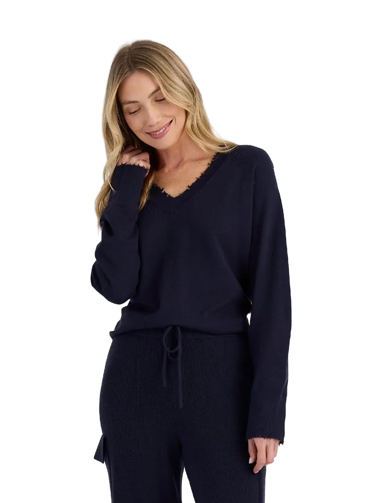 Nori V-Neck Sweater- Navy