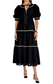 Embroidered Midi Dress- Black/white