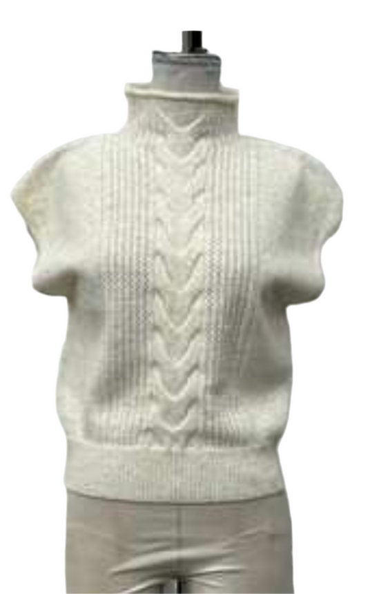 Stenson Sweater Vest Top- Cream Gold