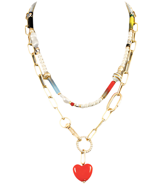 Heart Pendant and bead Necklace