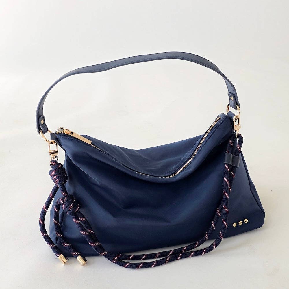 Nikki Nylon Slouchy Shoulder Bag: Black