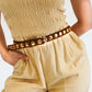 Suede Belt with Wide Studs- Camel