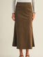 Fluted Gore Hem Skirt- Dark Oak