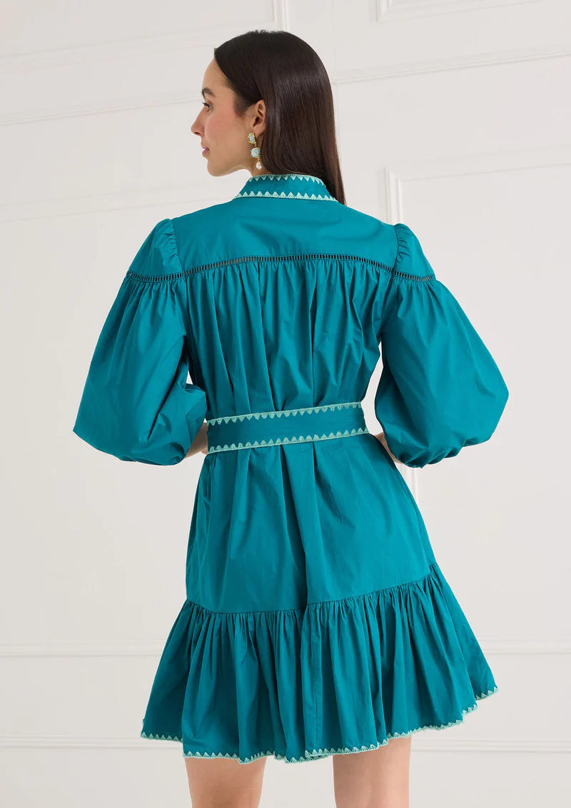 Lori-Anne Belted Mini Dress- Teal