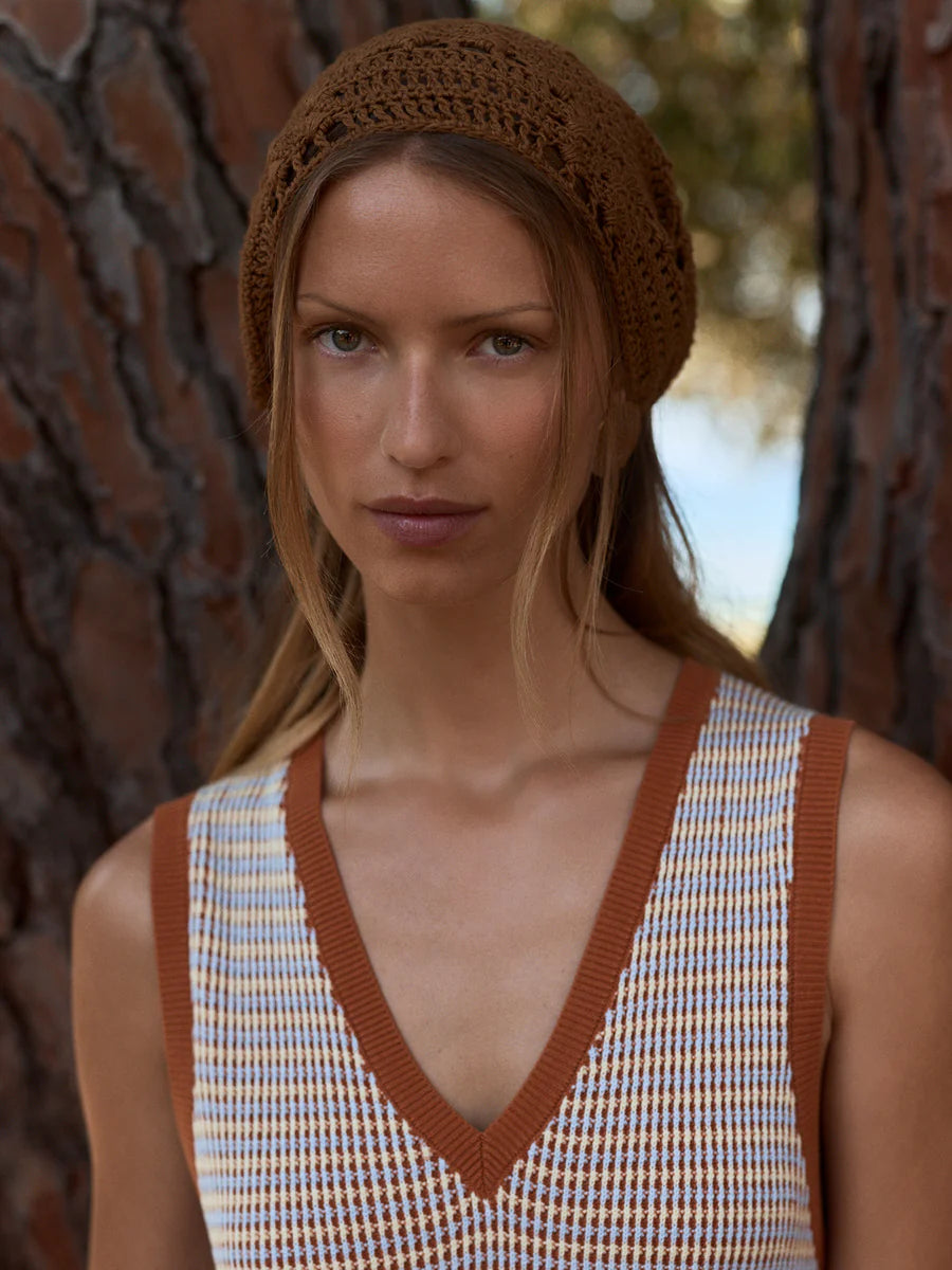 Albane V-Neck Midi Dress- Caramel Clay