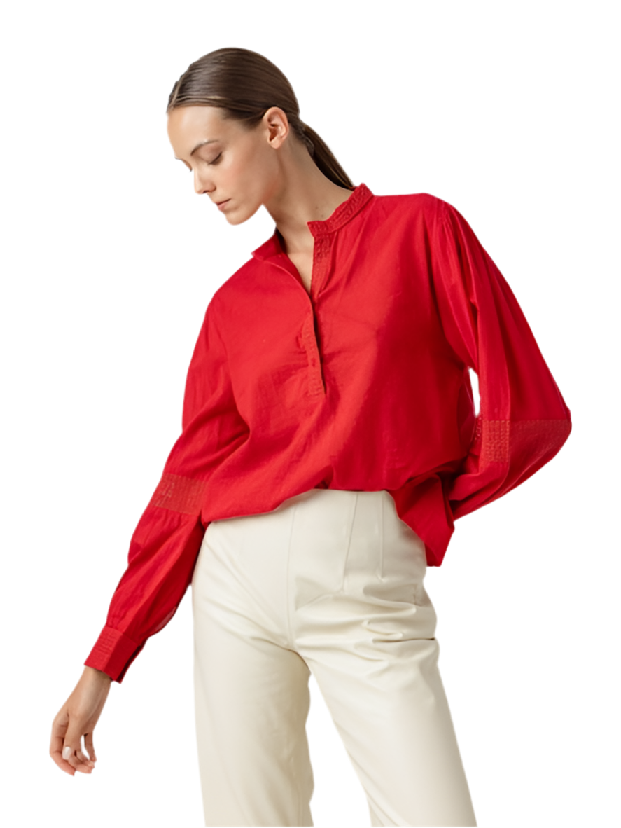 Jennings Button Down Shirt- Red