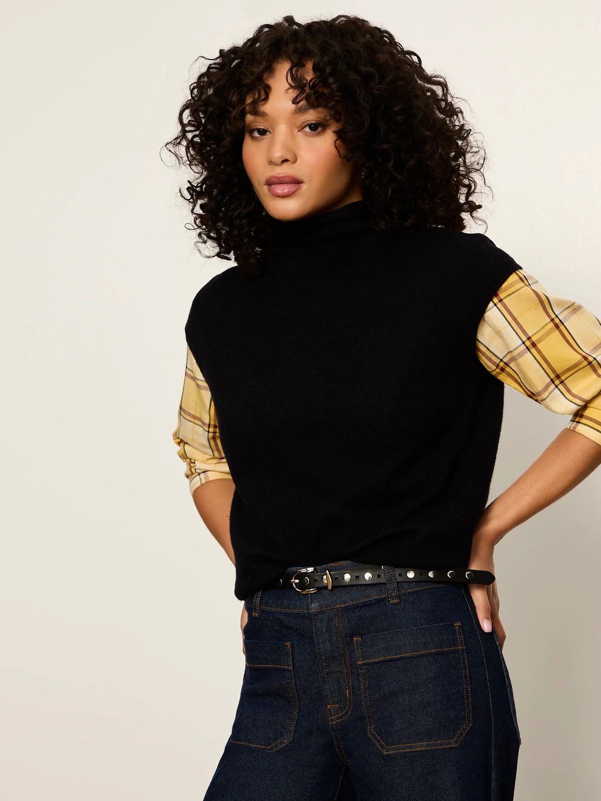 Mock Neck Sweater Shell- Black