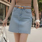 Suede Belt with Curved Gold Buckle- Camel