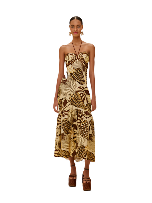 Shell Mix Maxi Dress- Camel