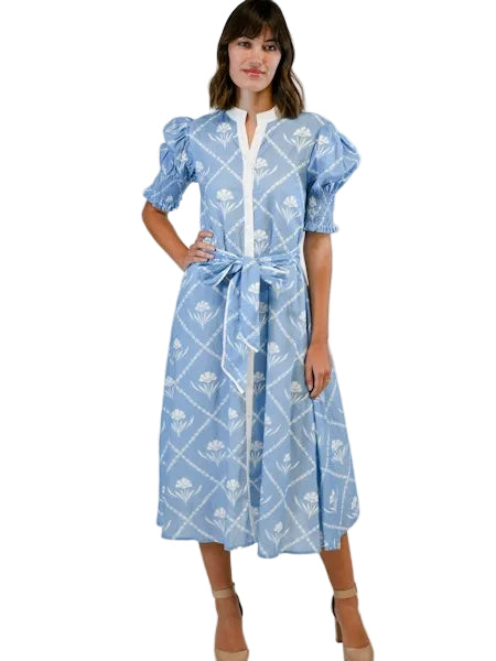 Kiawah Midi Dress- Periwinkle Bloom