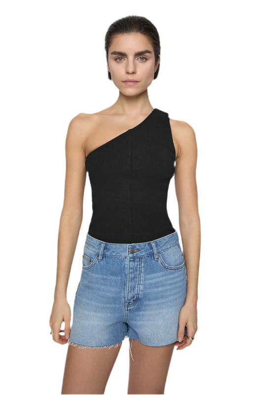 Morgan One Shoulder Top- Black