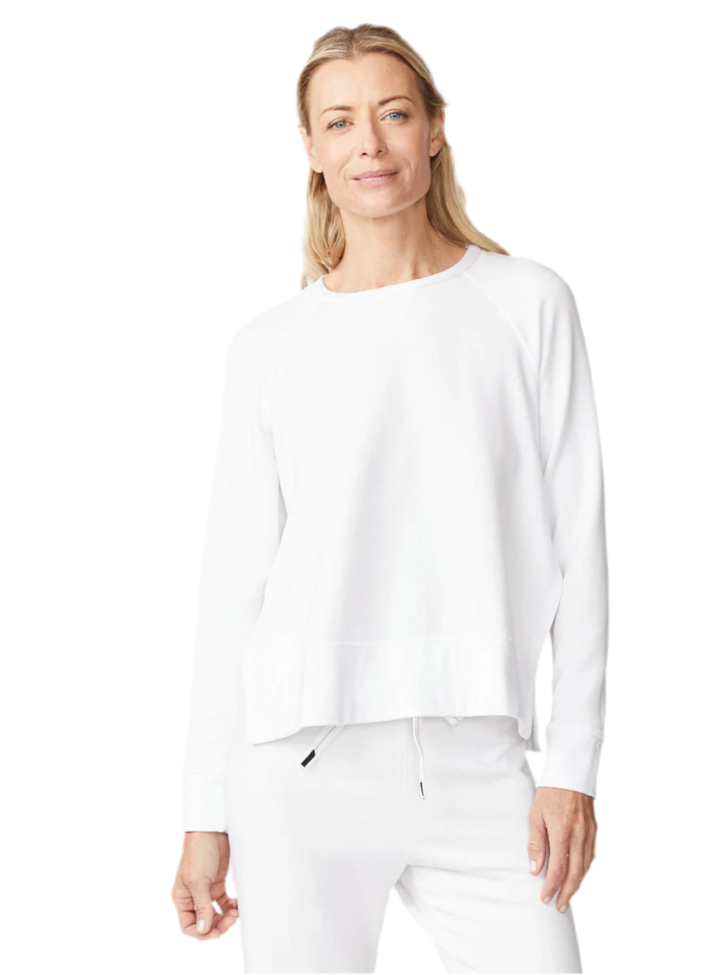 Softest Fleece Raglan Side Slit Sweatshirt- Cream