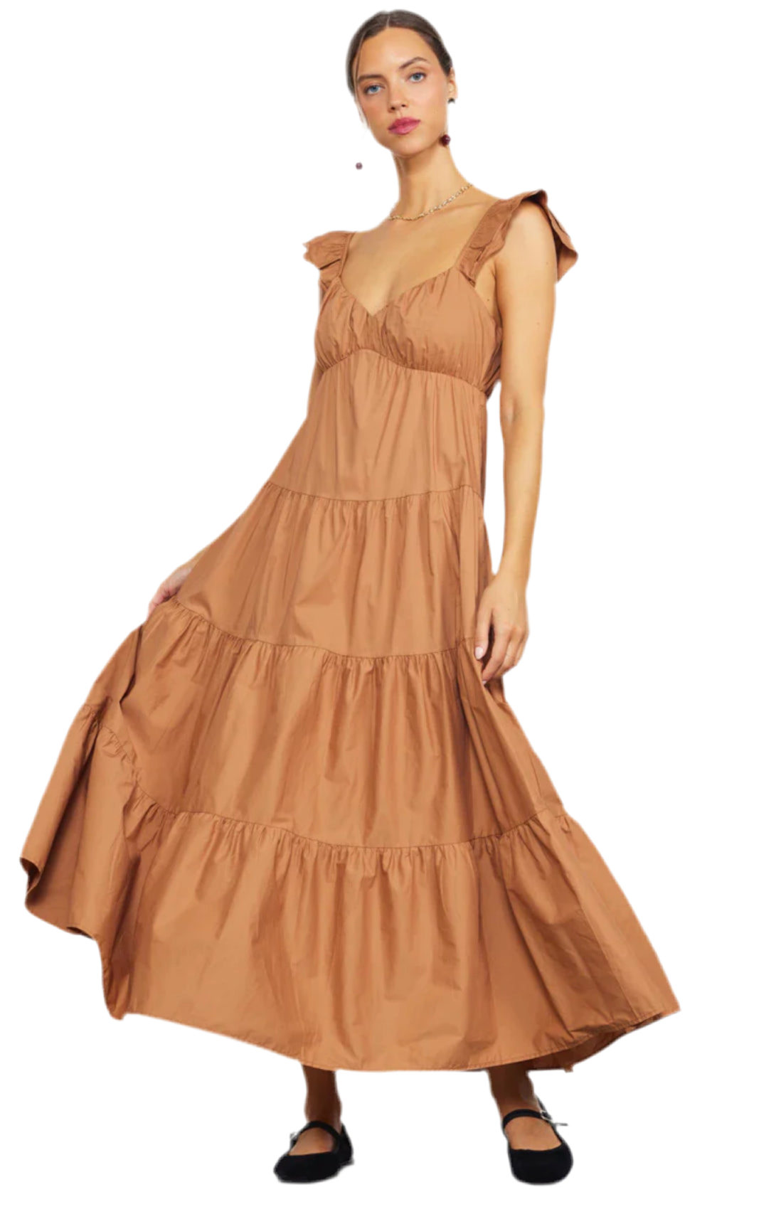 Diana Poplin Maxi Dress- Tan