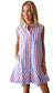 Cap Sleeve striped mini dress- Red/Navy