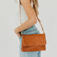 Wrenlee Woven Flap Crossbody: Brown