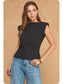 Sleeveless Top with Shoulder Pad- Black