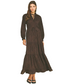 Paisley Print Tiered Maxi Dress- Brown