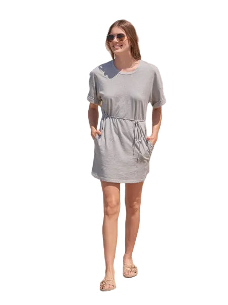 Rolled Sleeve Dress- Heather Grey