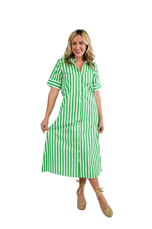 Iris Maxi Shirt Dress- Emerald