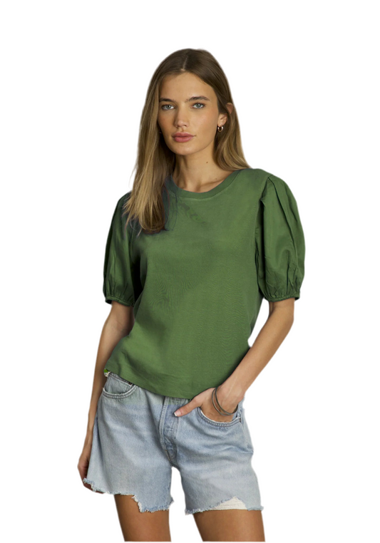 Cate Puff Sleeve Top- Palm