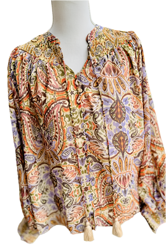 Paisley Printed Chiffon Top