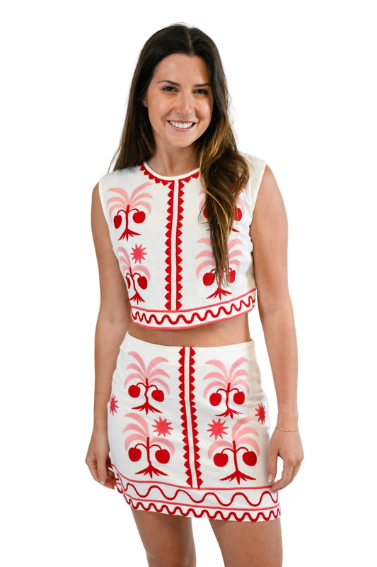 Maura Embroidered Blouse- Coral Grove