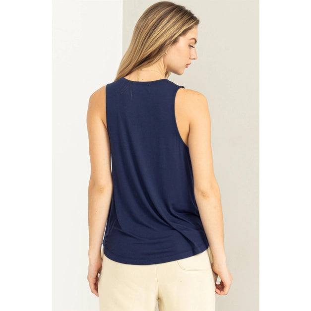 Sleeveless Highneck Tank- Dark Night