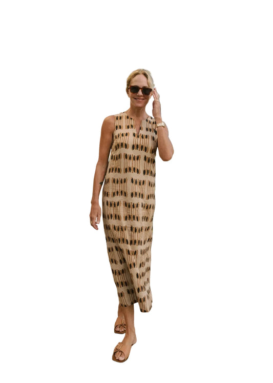June Maxi Dress- Black/Tan