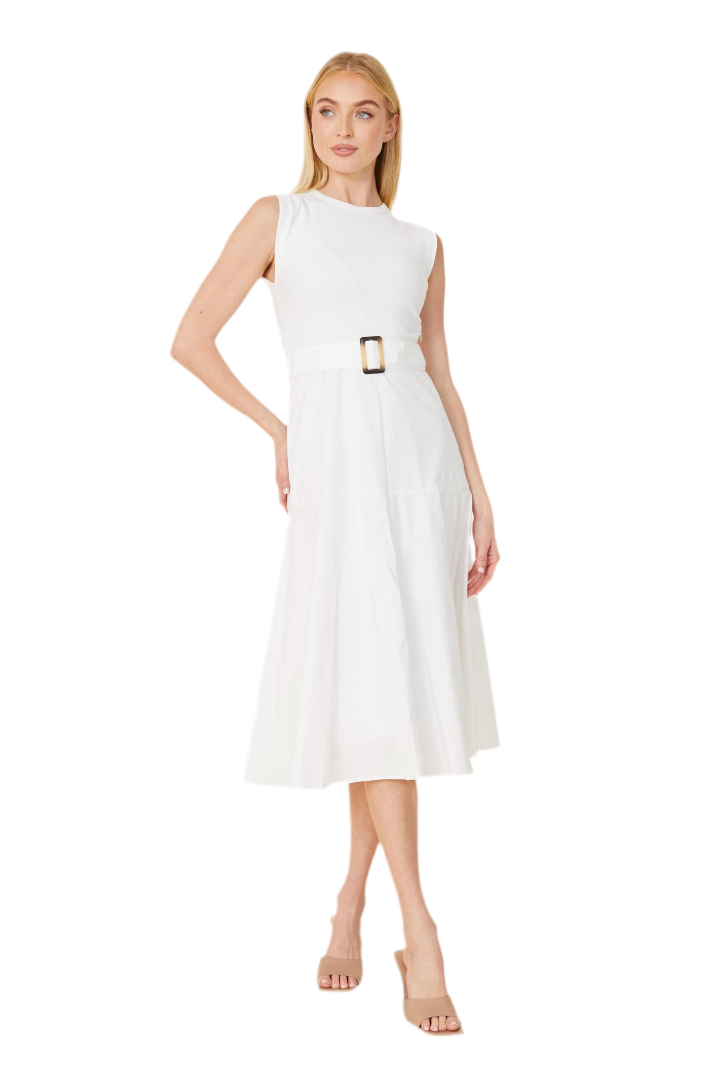 Sleeveless Midi Dress- White