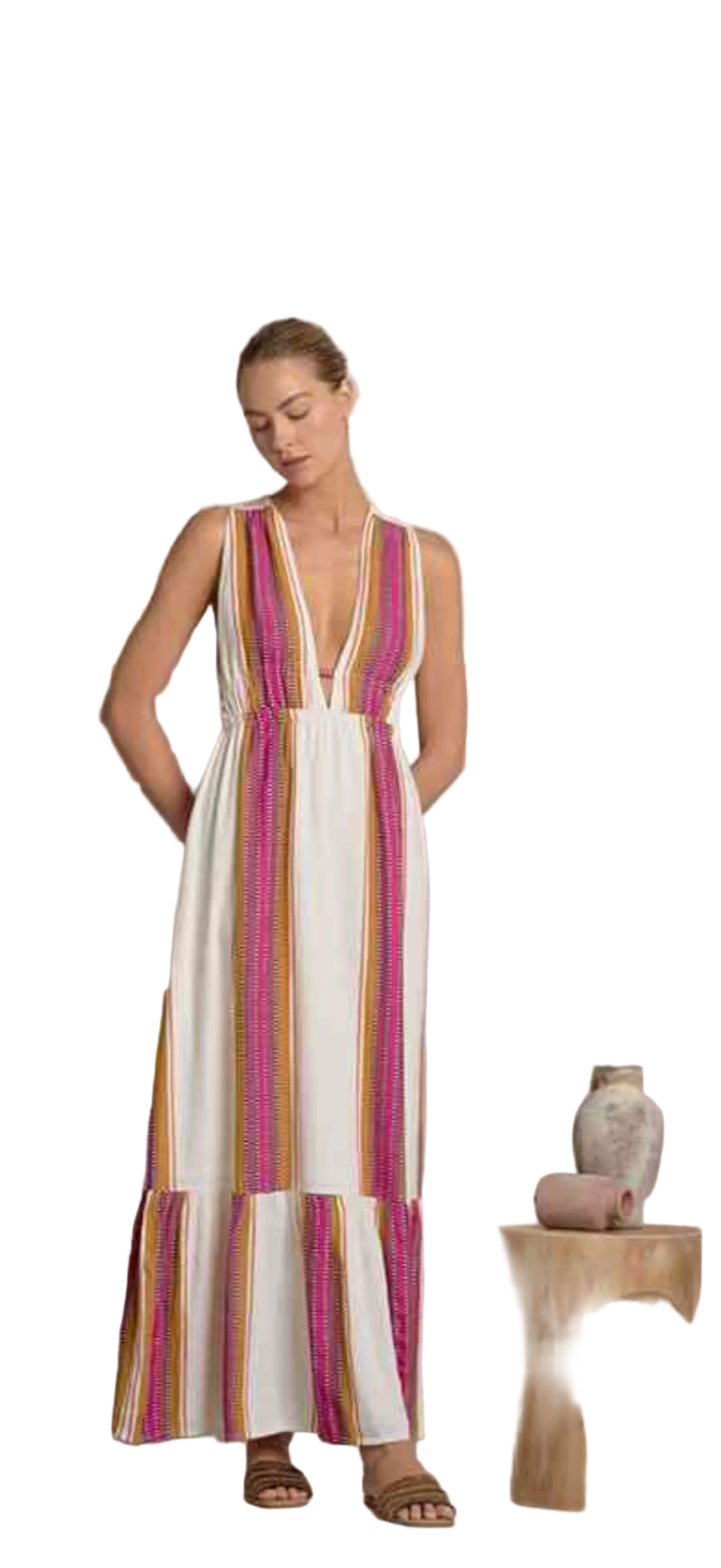 Maxi halter ruffle dress