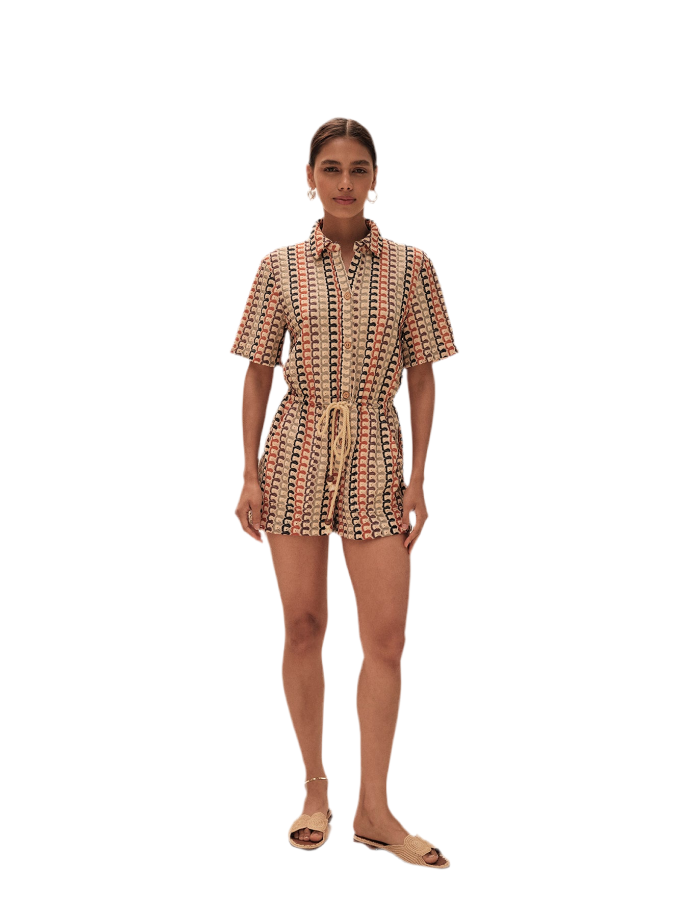 Tiffany Short Sleeve Romper- Multi