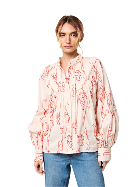 Abstract Embroidered Shirt