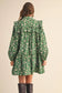 Ruffle Yoke Dropwaist Dress- Green Floral