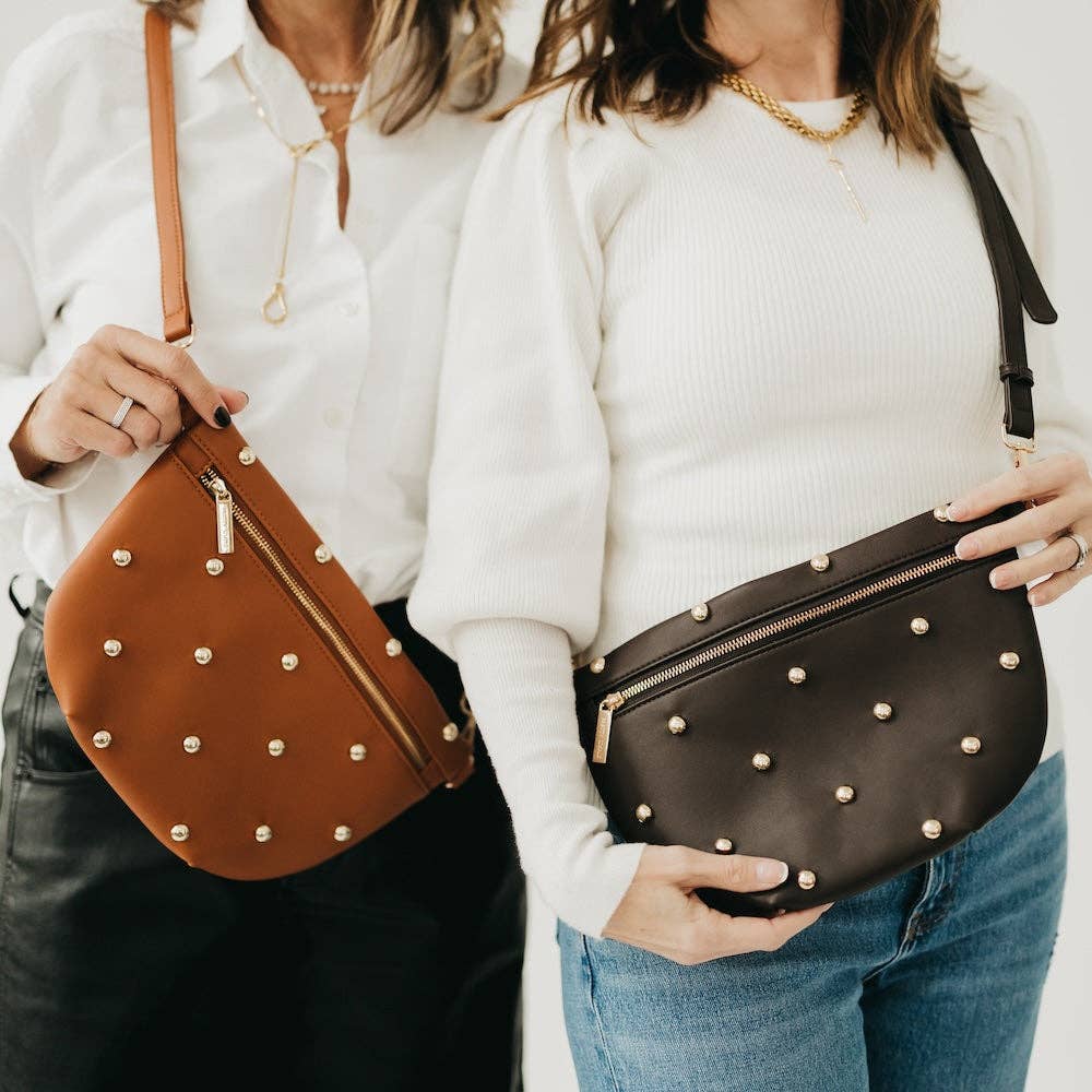 Gold Studded Westlyn Bum Bag- Brown